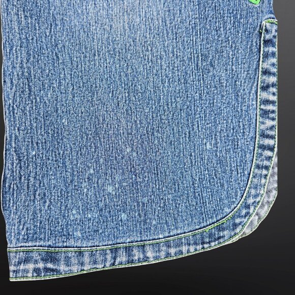 Vintage 90s Y2K Denim Capri Pants Jeans Embroidered Flowers Size 11 Fairy Boho - Picture 4 of 8